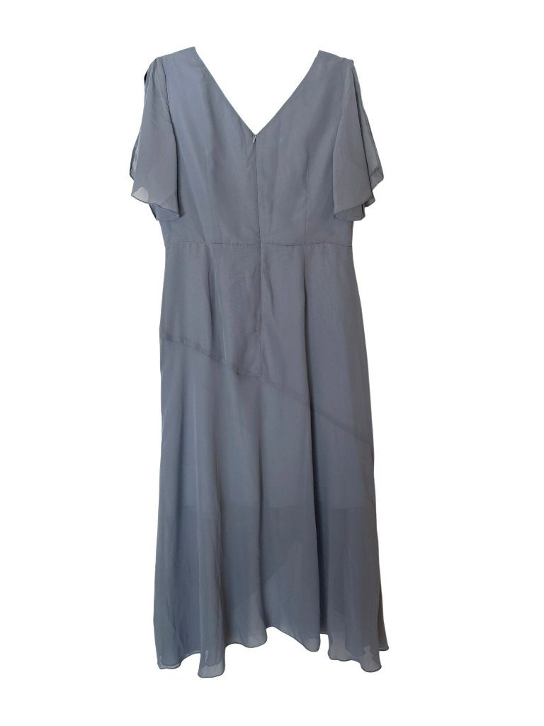 Nwt Jj's House Dusty Blue Chiffon V-Neck Flutter Sleeve Maxi Dress Size L — image 2 of 7